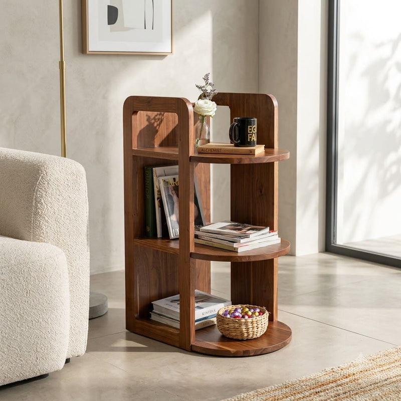 Modern magazine side table crafted from solid wood