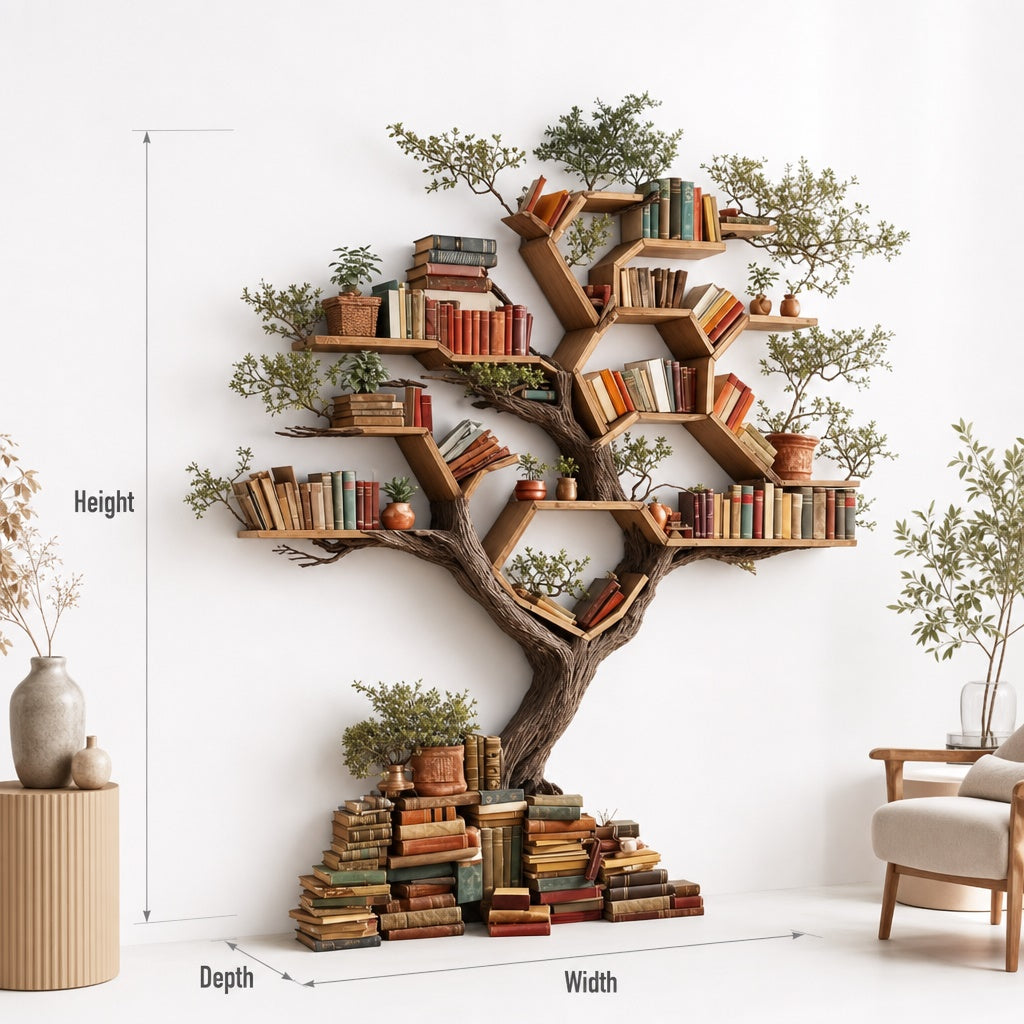 Solid Driftwood Wall Bookshelf Tree Branch Bookshelf Rustic Wooden Decor