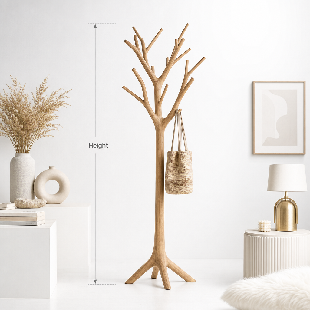 Coat rack solid wood standing tree design entryway organizer