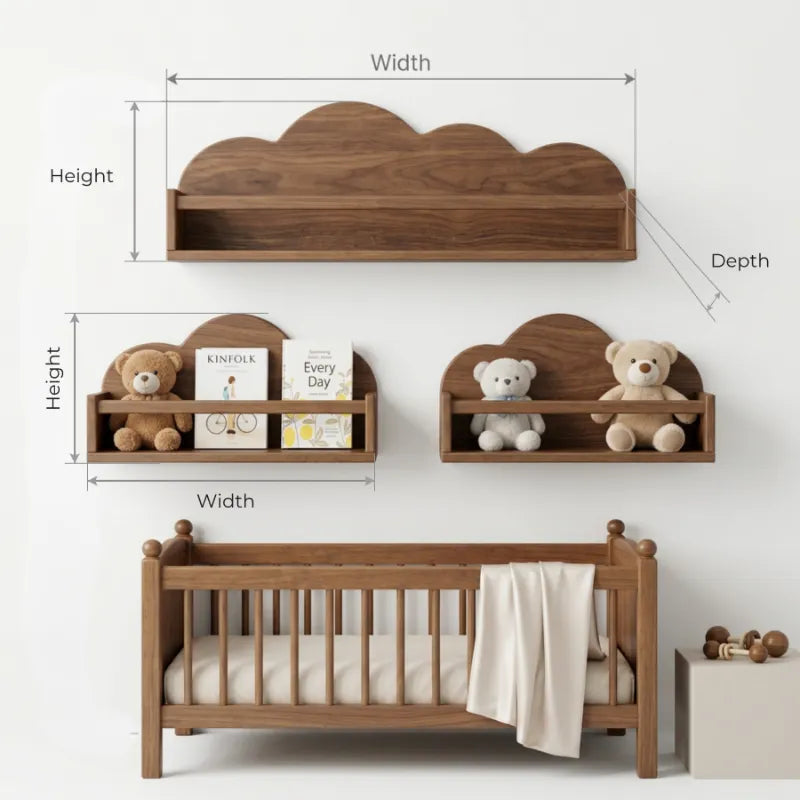Solid Wood Floating Shelf Book Ledge & Kids' Wall Decor
