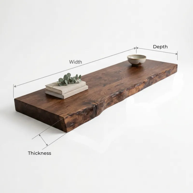 Solid Wood Live-Edge Fireplace Mantel Shelf