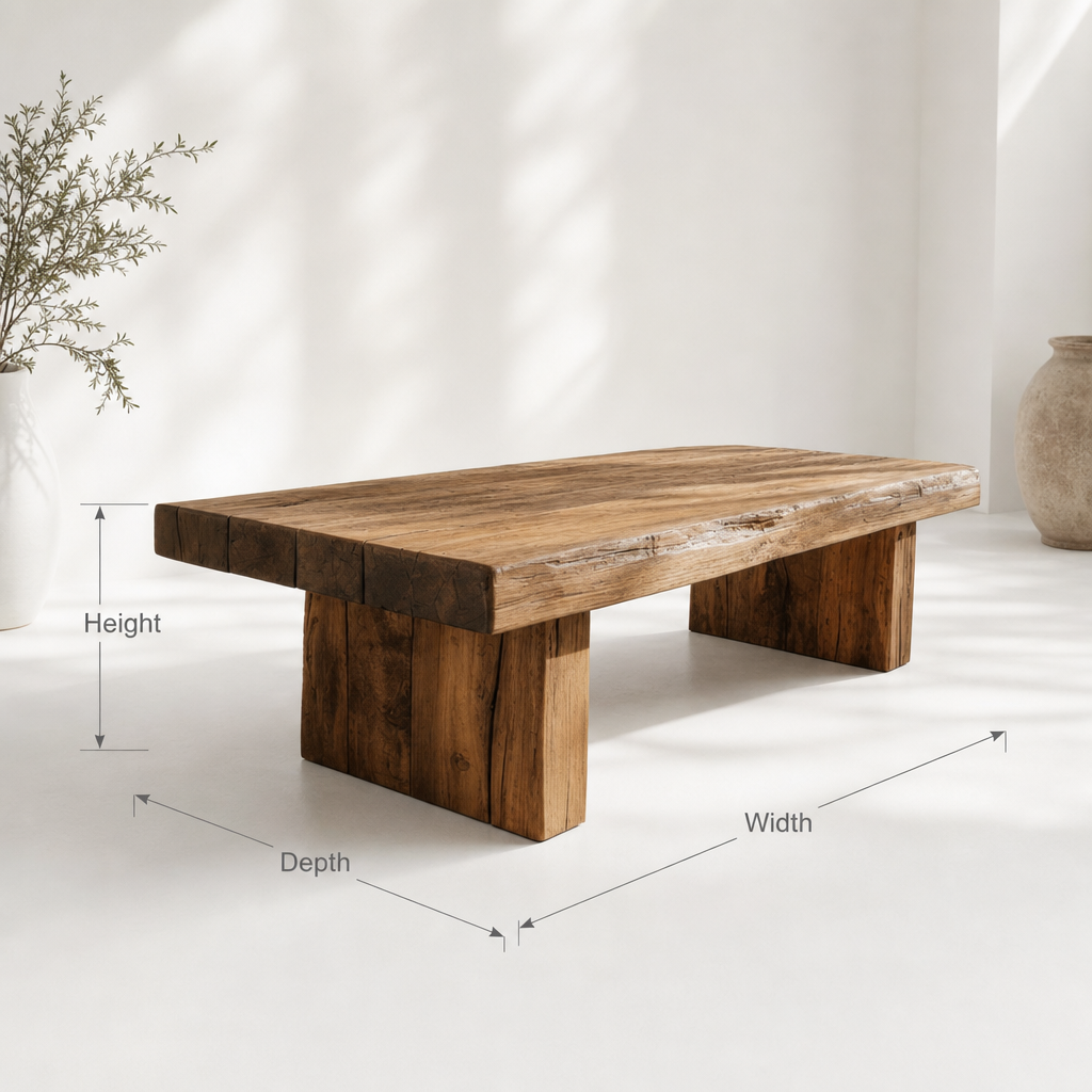 Solid Wood Live Edge Coffee Table – Rustic Farmhouse Trestle Table