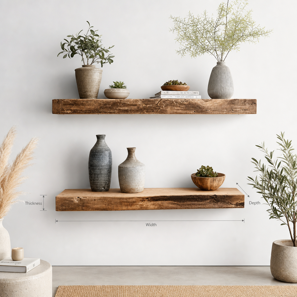 Solid Wood Live Edge Floating Shelf – Rustic Wall Decor for Bathroom & Laundry