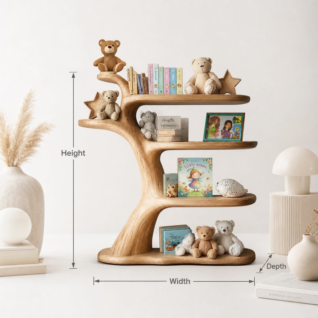Solid Wood Nursery Shelf & Decor – Handmade Toddler Gift, Natural Wood Playroom