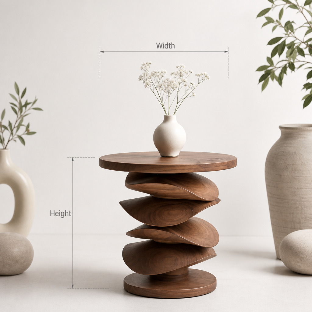 Solid Wood Sculptural Table – Handmade Japandi Style Coffee Table