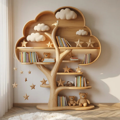 Kids Tree Bookshelf Solid Wood Room Decor Gift