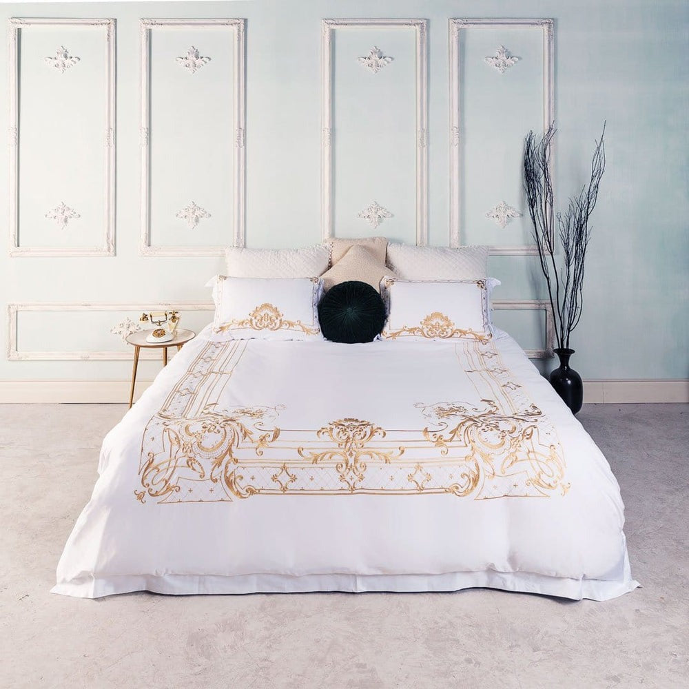 Deluxe White and Gold Duvet Cover Set