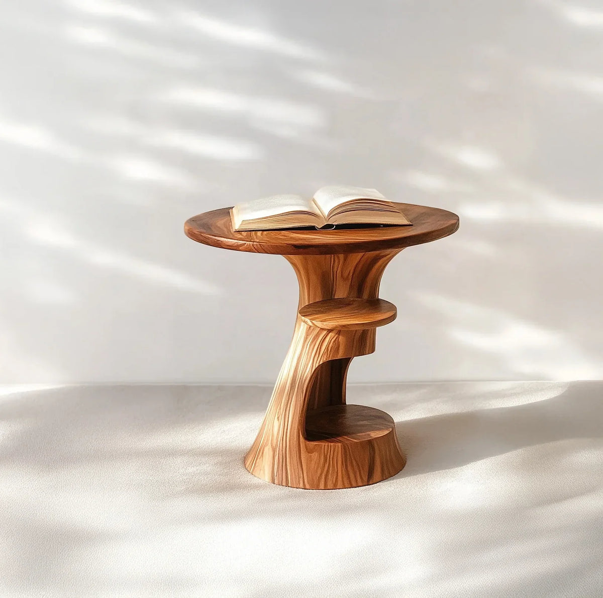The Trumpet Sculpted End Table in Solid Wood