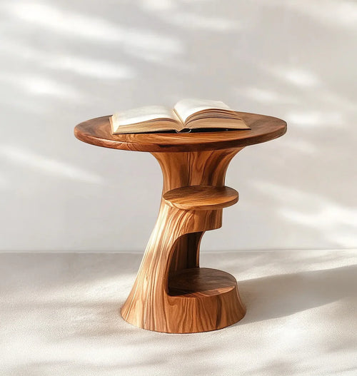The Trumpet Sculpted End Table in Solid Wood