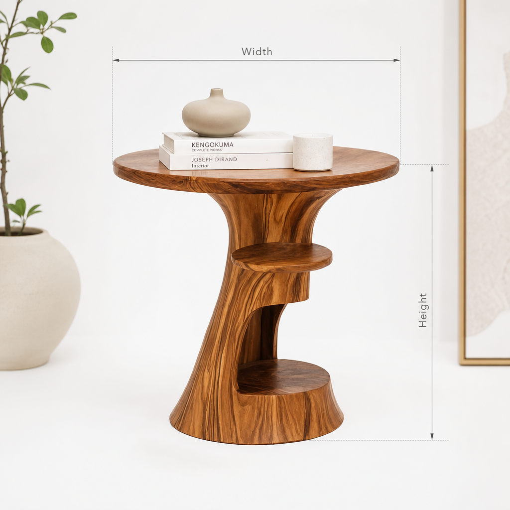 The Trumpet Sculpted End Table in Solid Wood
