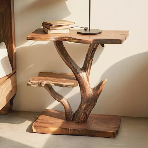 Tree Branch Sculptural Nightstand - Live Edge Solid Wood Accent Table
