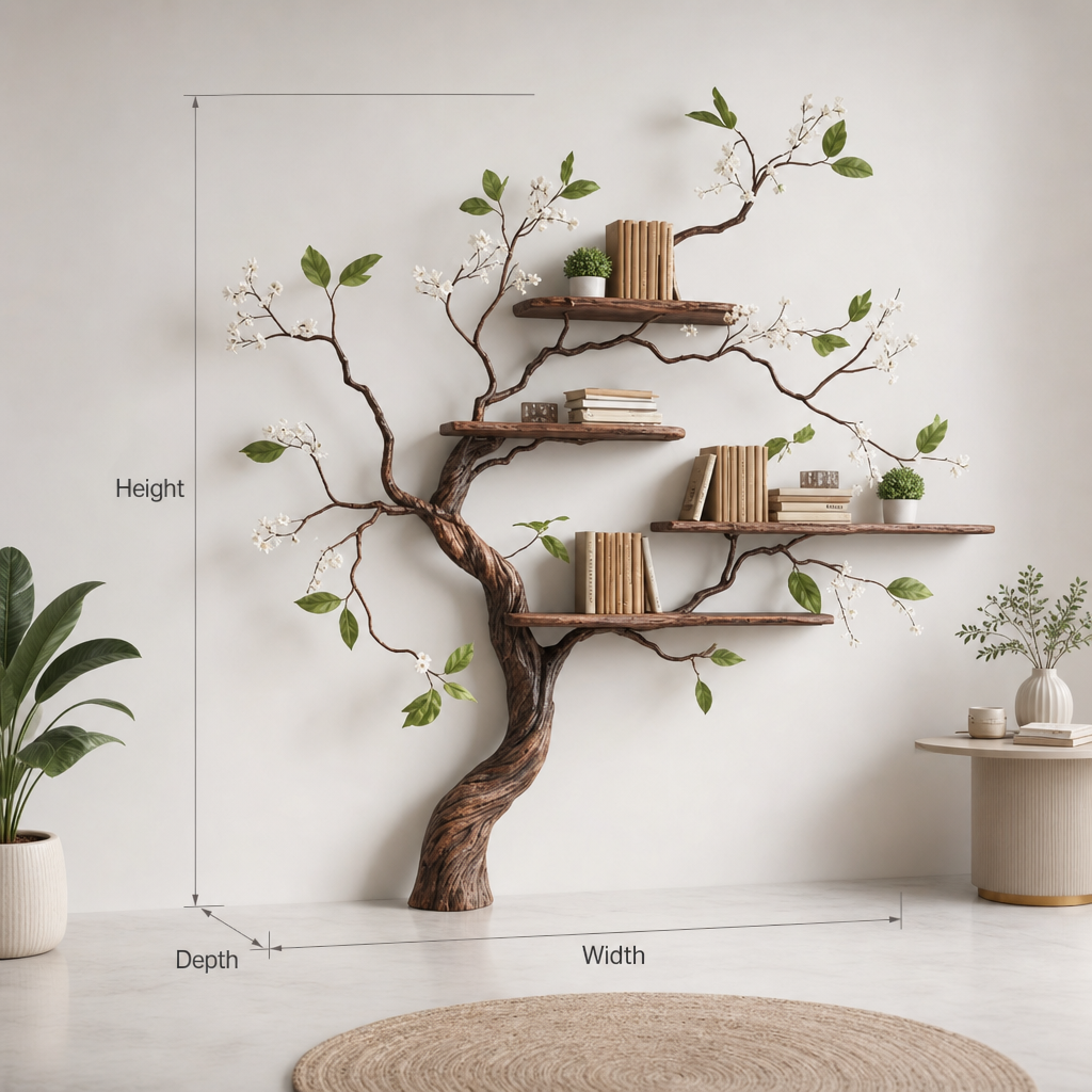 Tree bookshelf with a nature-inspired design serving as creative home decor