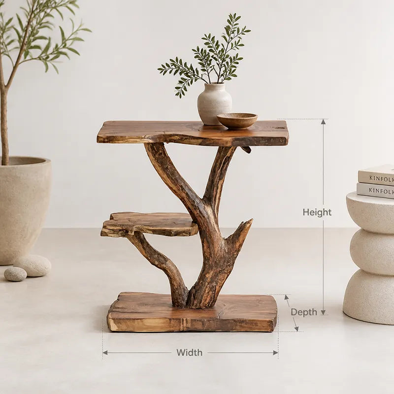 Tree Branch Sculptural Nightstand - Live Edge Solid Wood Accent Table