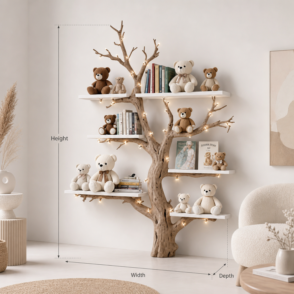 Kids tree bookshelf handcrafted for baby room and nursery wall decor