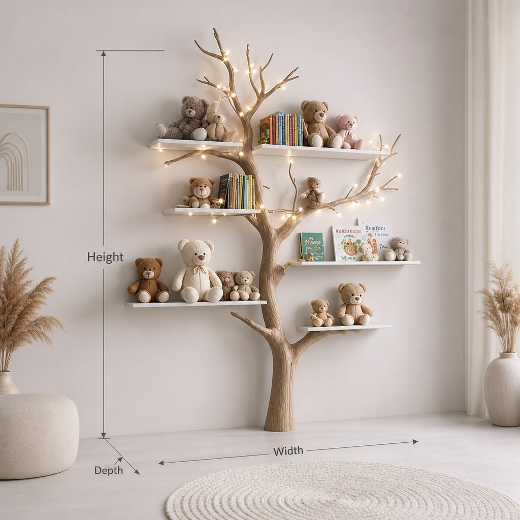 Kids tree bookshelf handcrafted for cozy baby room and nursery decor