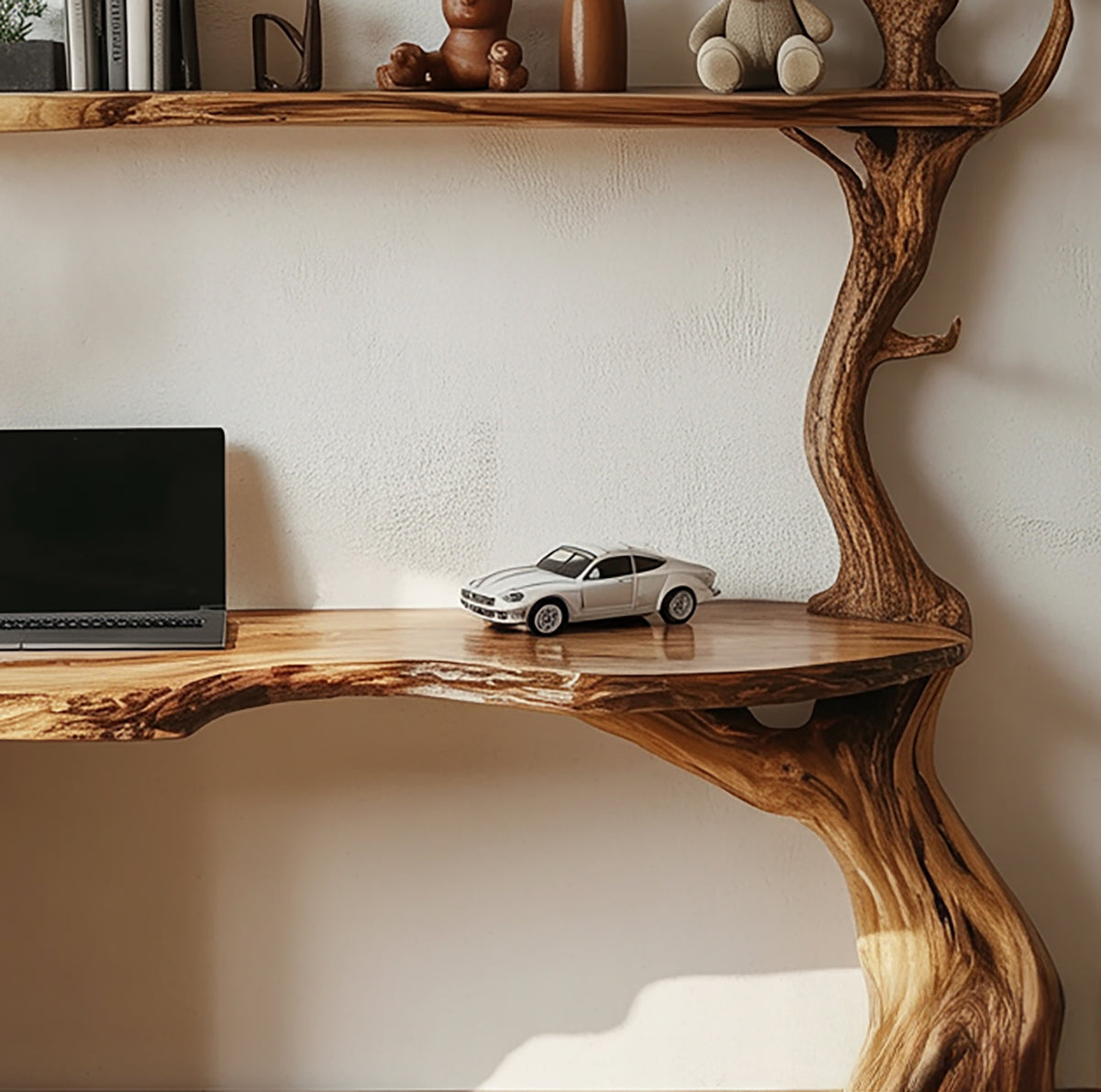 Handcrafted workspace desk with sculptural tree inspired base