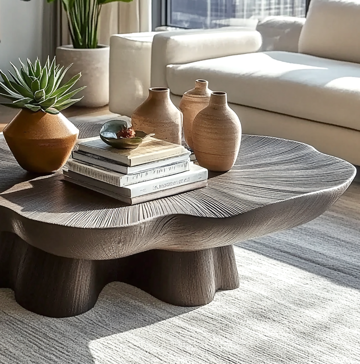 Unique Petal Shaped Coffee Table Minimalist  Living Room Furniture