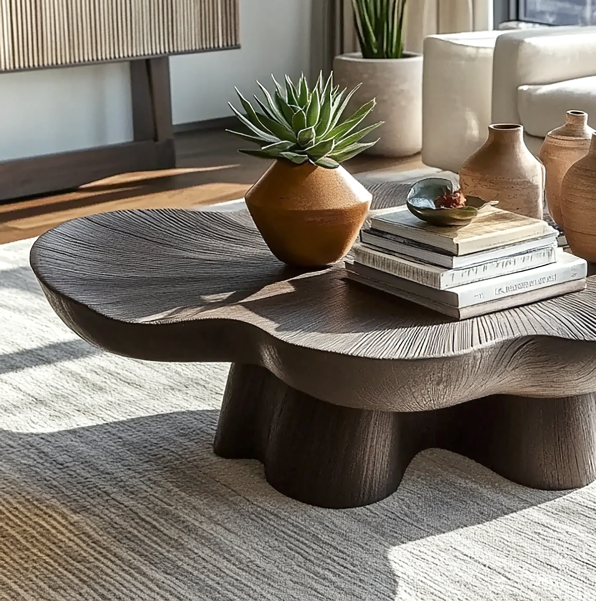Unique Petal Shaped Coffee Table Minimalist  Living Room Furniture