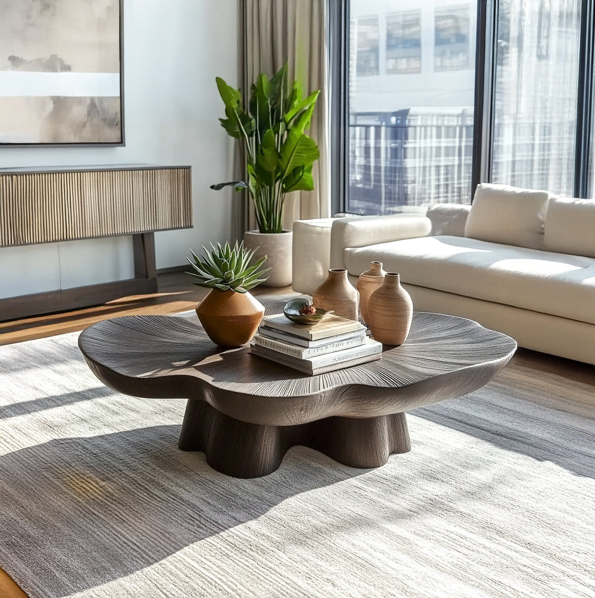 Unique Petal Shaped Coffee Table Minimalist  Living Room Furniture