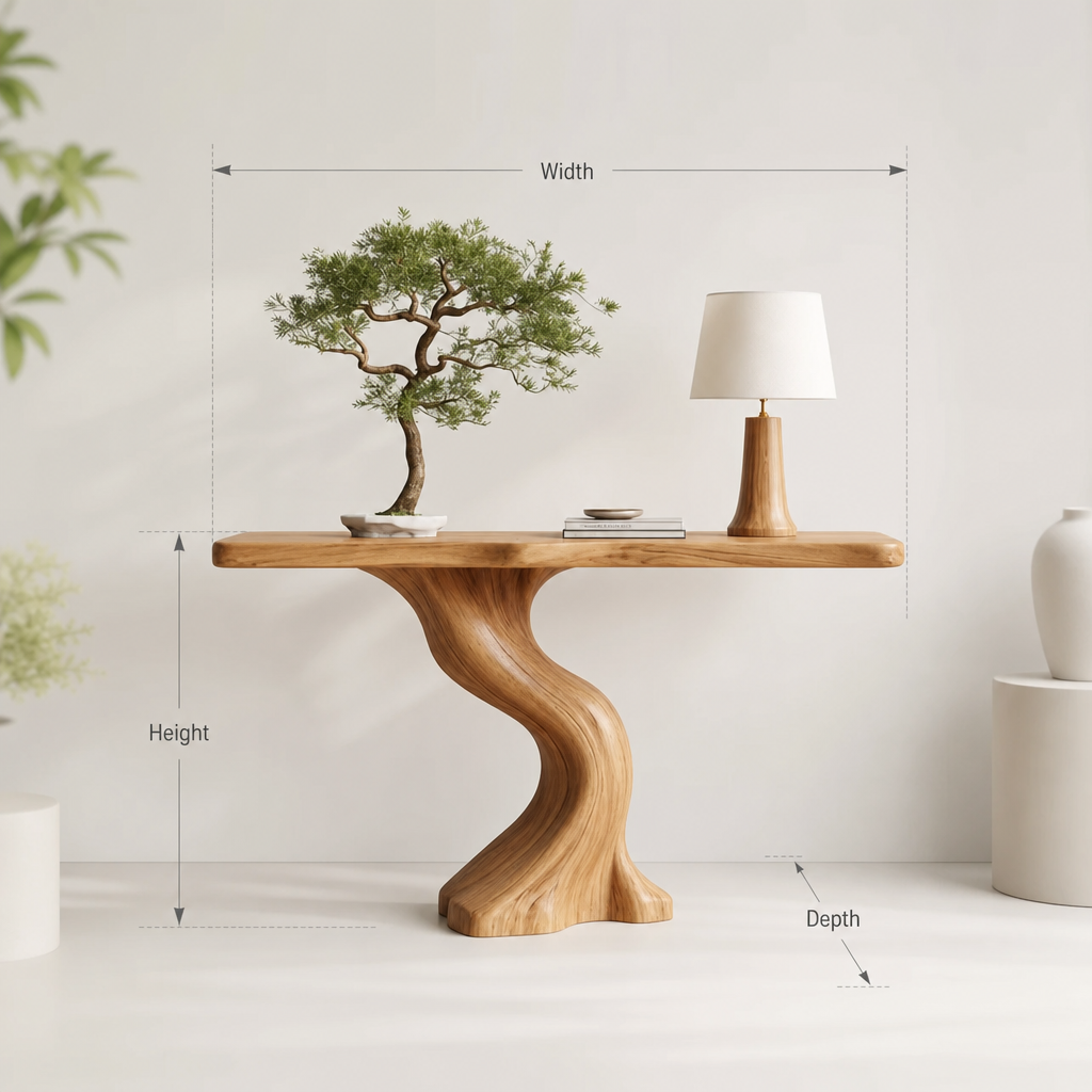 Unique Solid Wood Console Table – Artisanal Live Edge Entry Way Furniture for Narrow Hallways