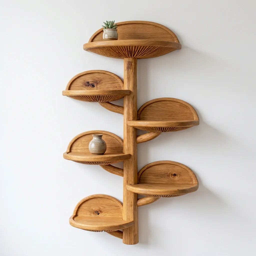 Wall Mounted Mushroom Fan Shelf Tree With Carved Gill Pattern - Ashdeco 2026