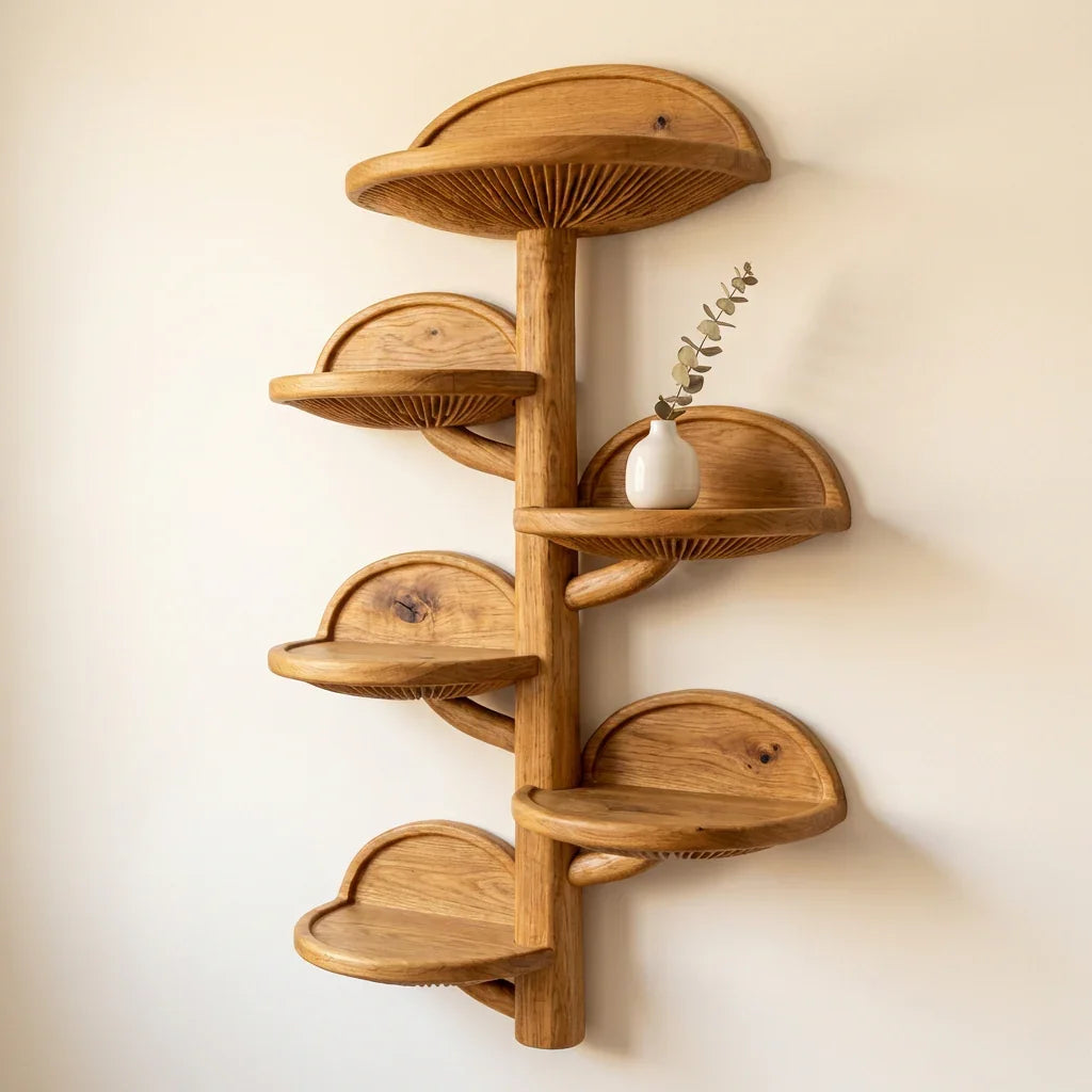 Wall Mounted Mushroom Fan Shelf Tree With Carved Gill Pattern - Ashdeco 2026