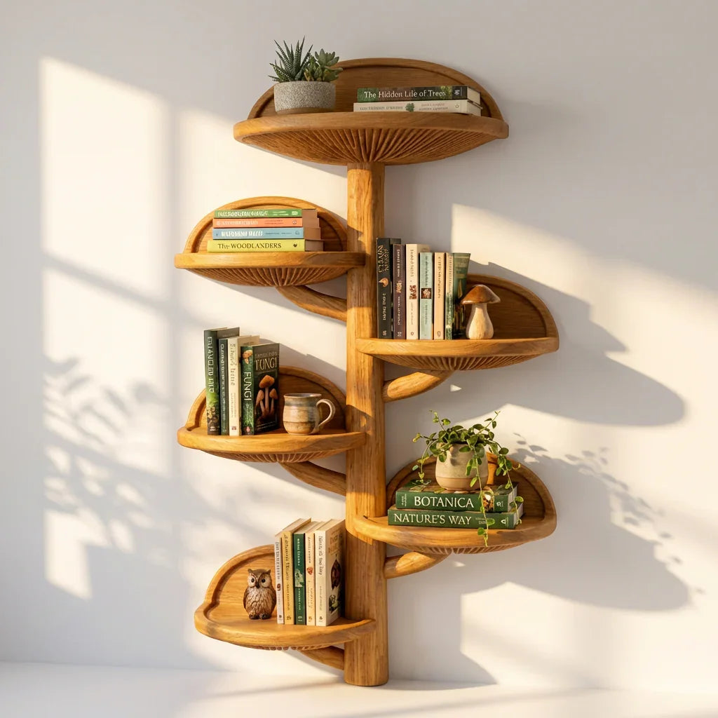 Wall Mounted Mushroom Fan Shelf Tree With Carved Gill Pattern - Ashdeco 2026