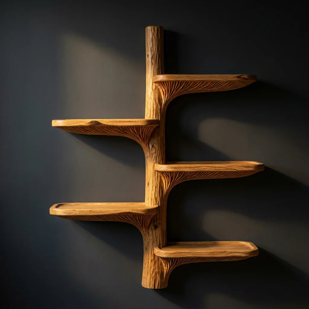 Wall Mounted Mushroom Gill Tree Bookshelf With Curved Branch Shelves - Ashdeco 2026