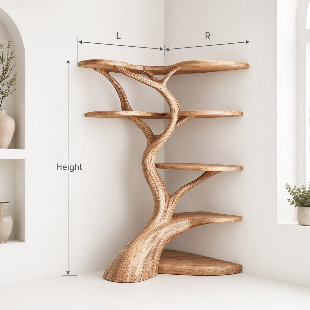 Wall Mounted Tree Bookshelf – Handmade Wooden Display Shelf for Living Room