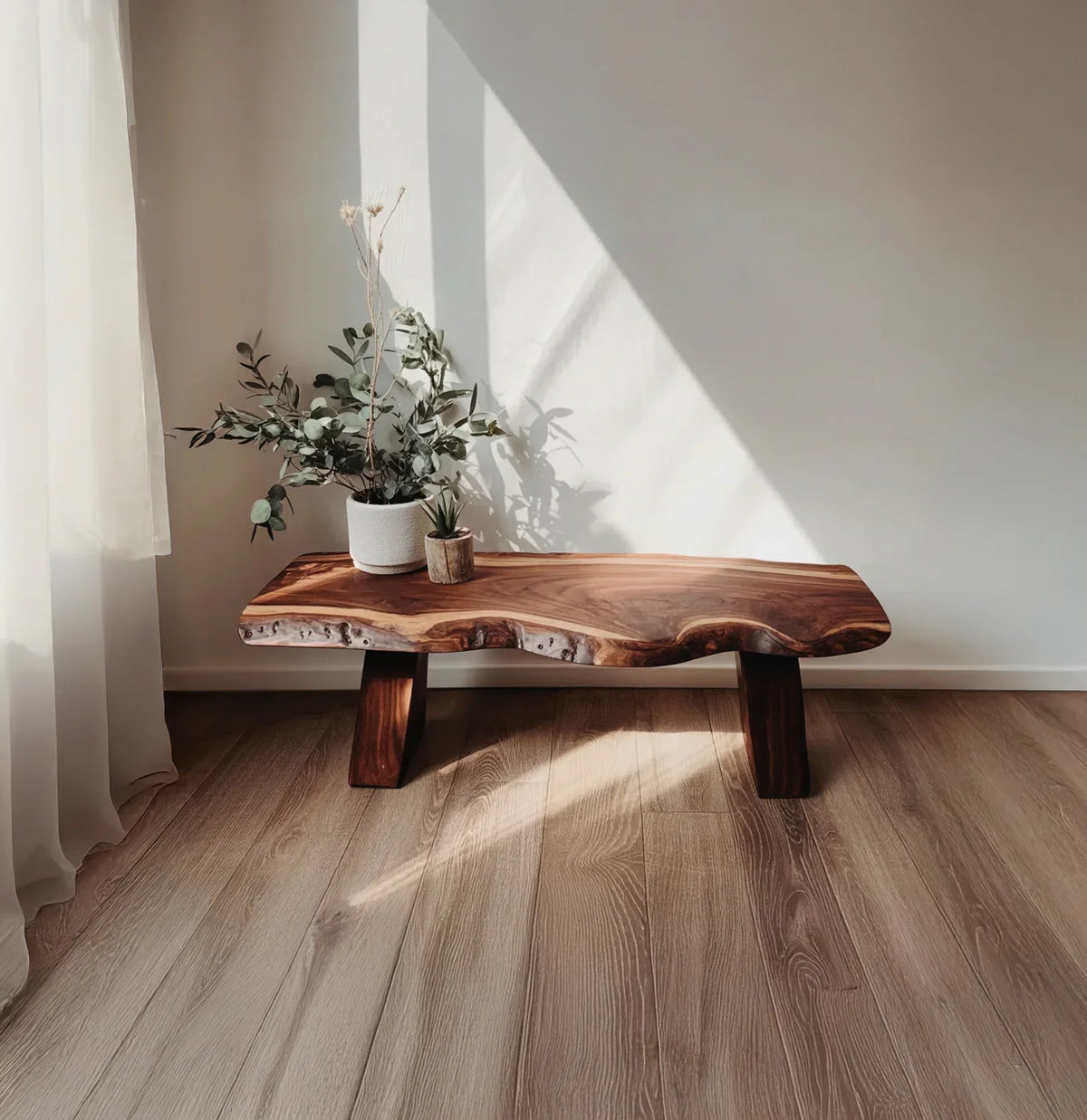 Solid wood entryway bench with clean lines for hallway and living room seating