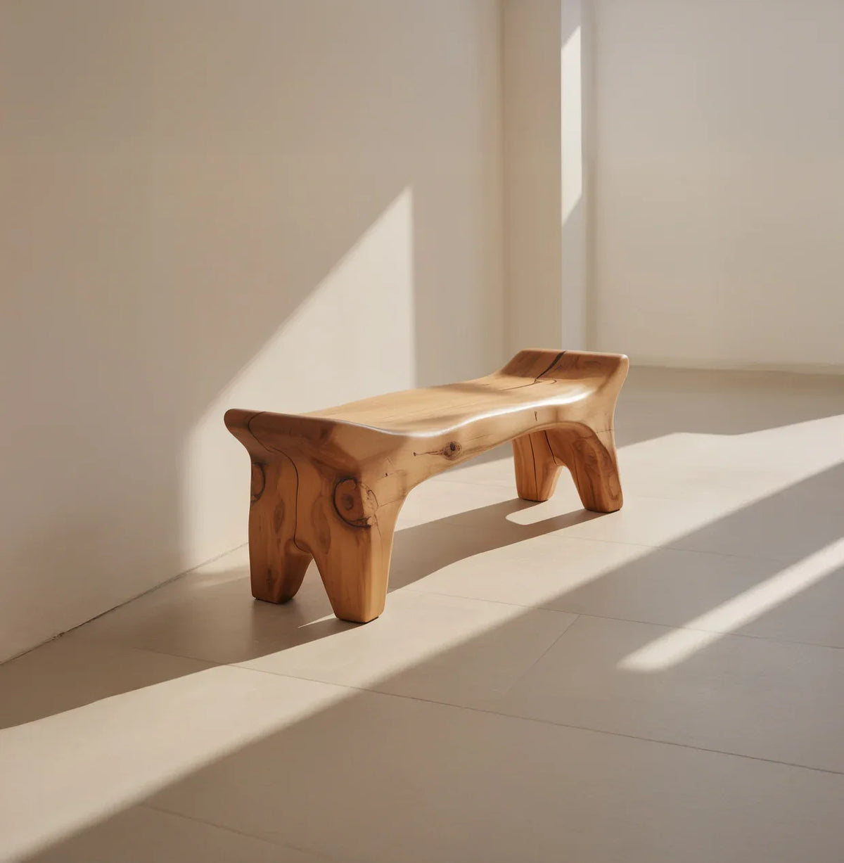 Solid wood bench for entryway with custom design and durable structure
