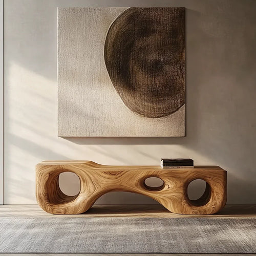Handcrafted Sculptural Bench For Bedroom Or Entryway