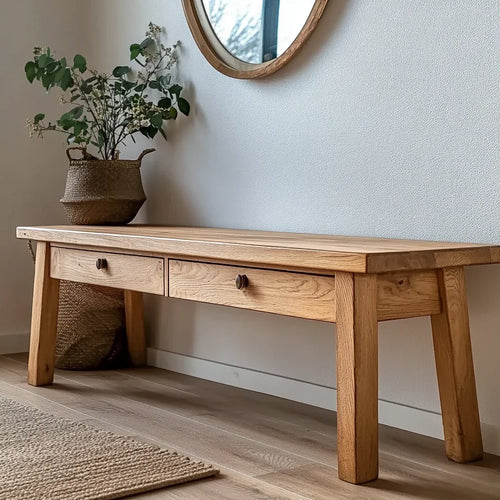 Mid Century Modern Bench Entryway Living Room Accent Seating