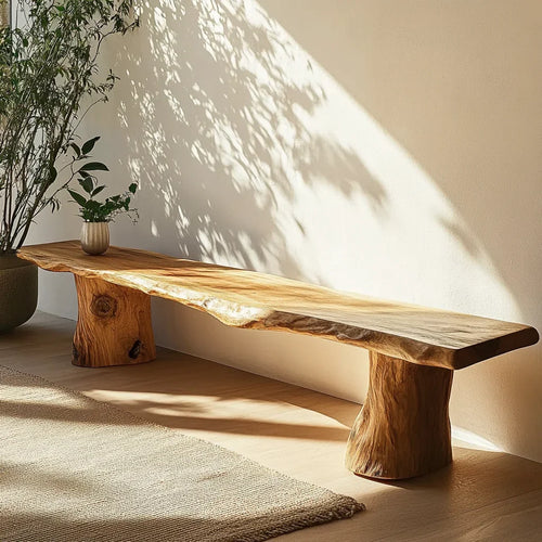 Rustic Natural Wood Bench Bedroom Or Living Room Furniture
