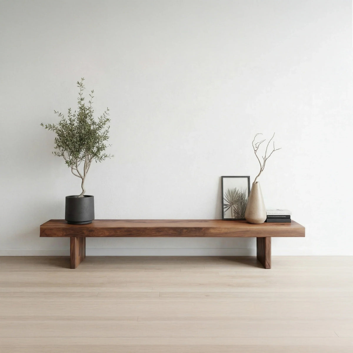 Rustic wood bench for living room seating decor