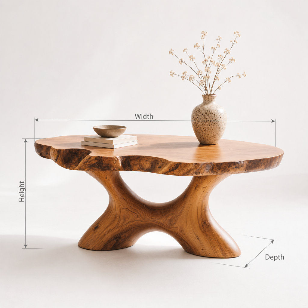 Wood Coffee Table, Organic Modern Solid Wood Living Room Table