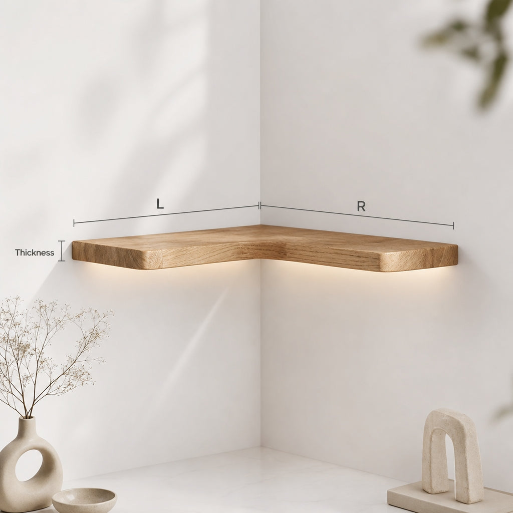 Wood Corner Shelf - Heavy Duty Floating Shelf for Corners