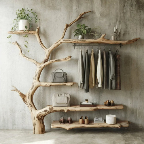 Solid Wood Coat Rack with Shelf – Decorative Wall Mounted Hanger with Hooks, Personalized Entryway Shoe & Wall Decor