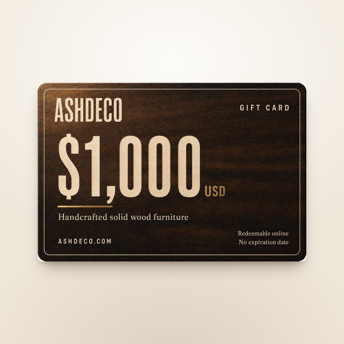 Ashdeco gift card $1,000