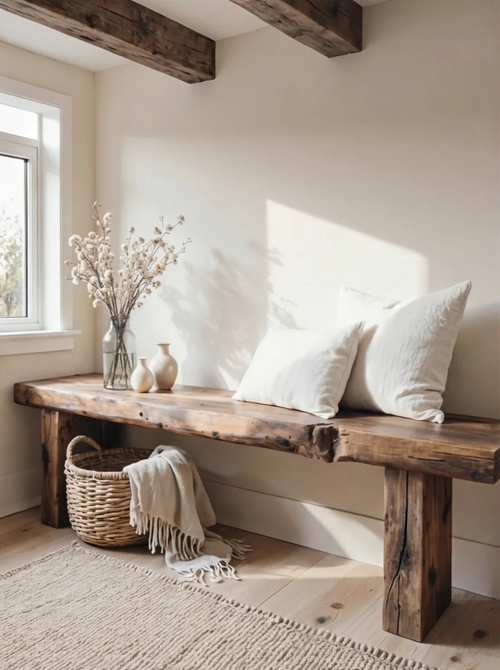 Rustic Console Table – Farmhouse Solid Wood Entryway Table