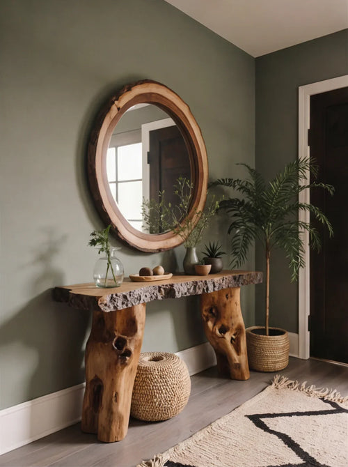 Ashdeco Reclaimed Wood Console Table – Rustic Live Edge Entryway Table