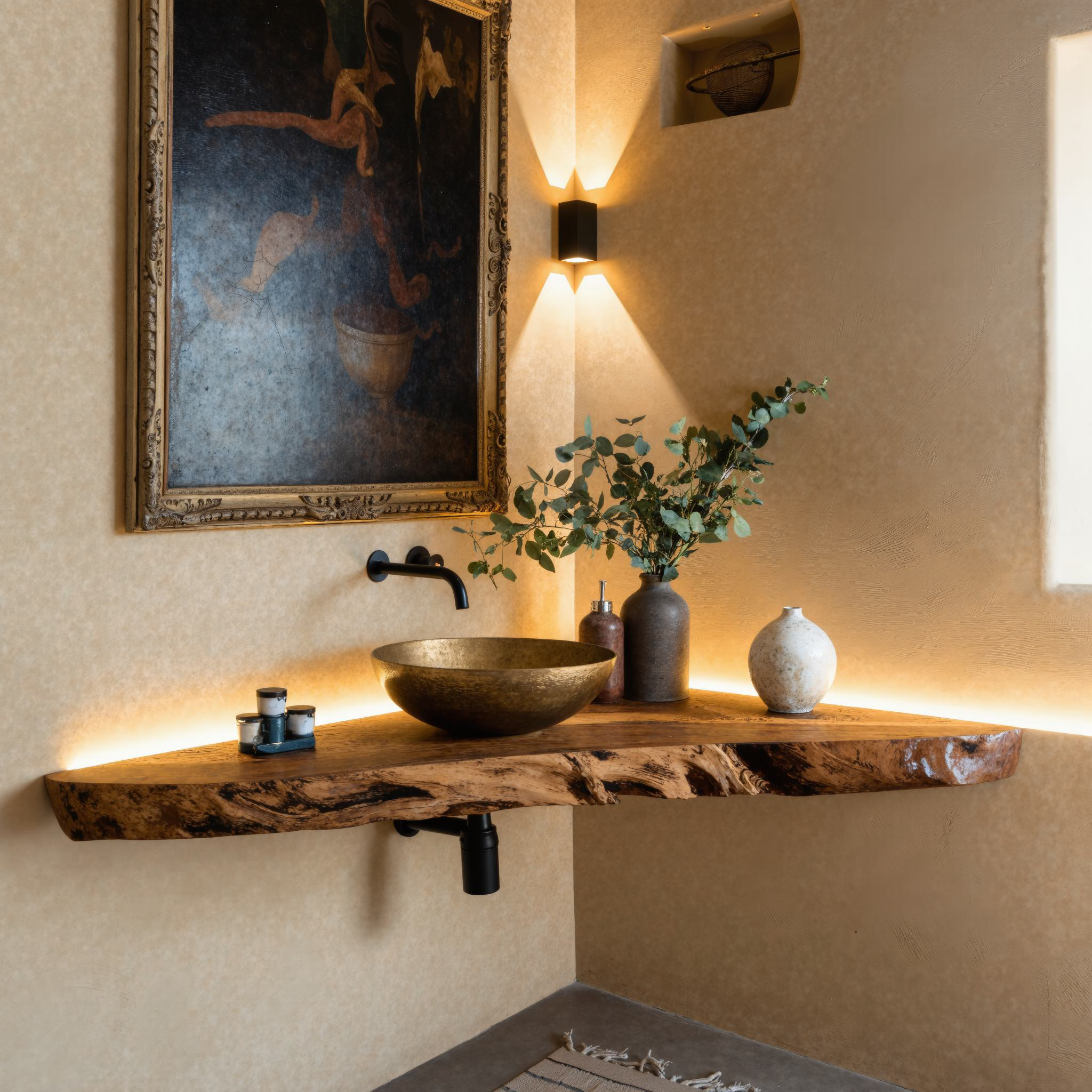 Wooden Bathroom Corner Vanity Shelf SILDTBRV080