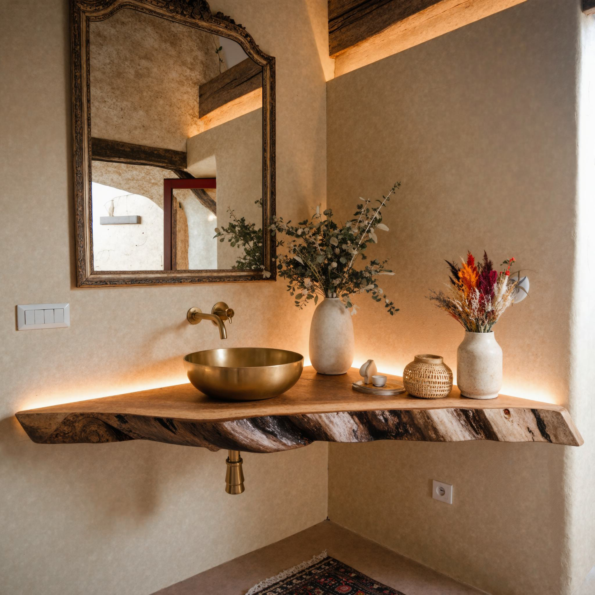 Wooden Corner Bathroom Floating Shelf SILDTBRV077