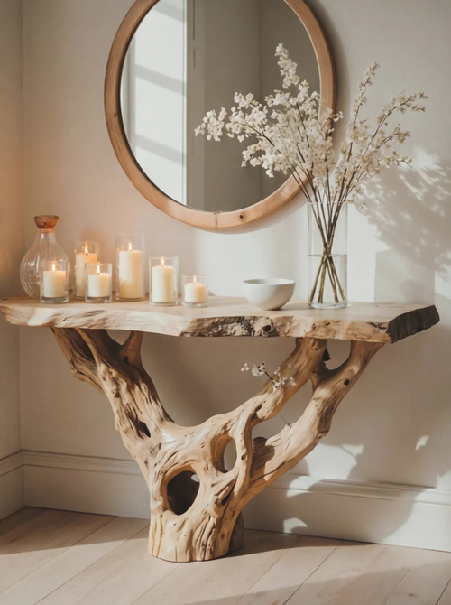 Handmade Live Edge Console Table – Rustic Farmhouse Narrow Entryway Wood