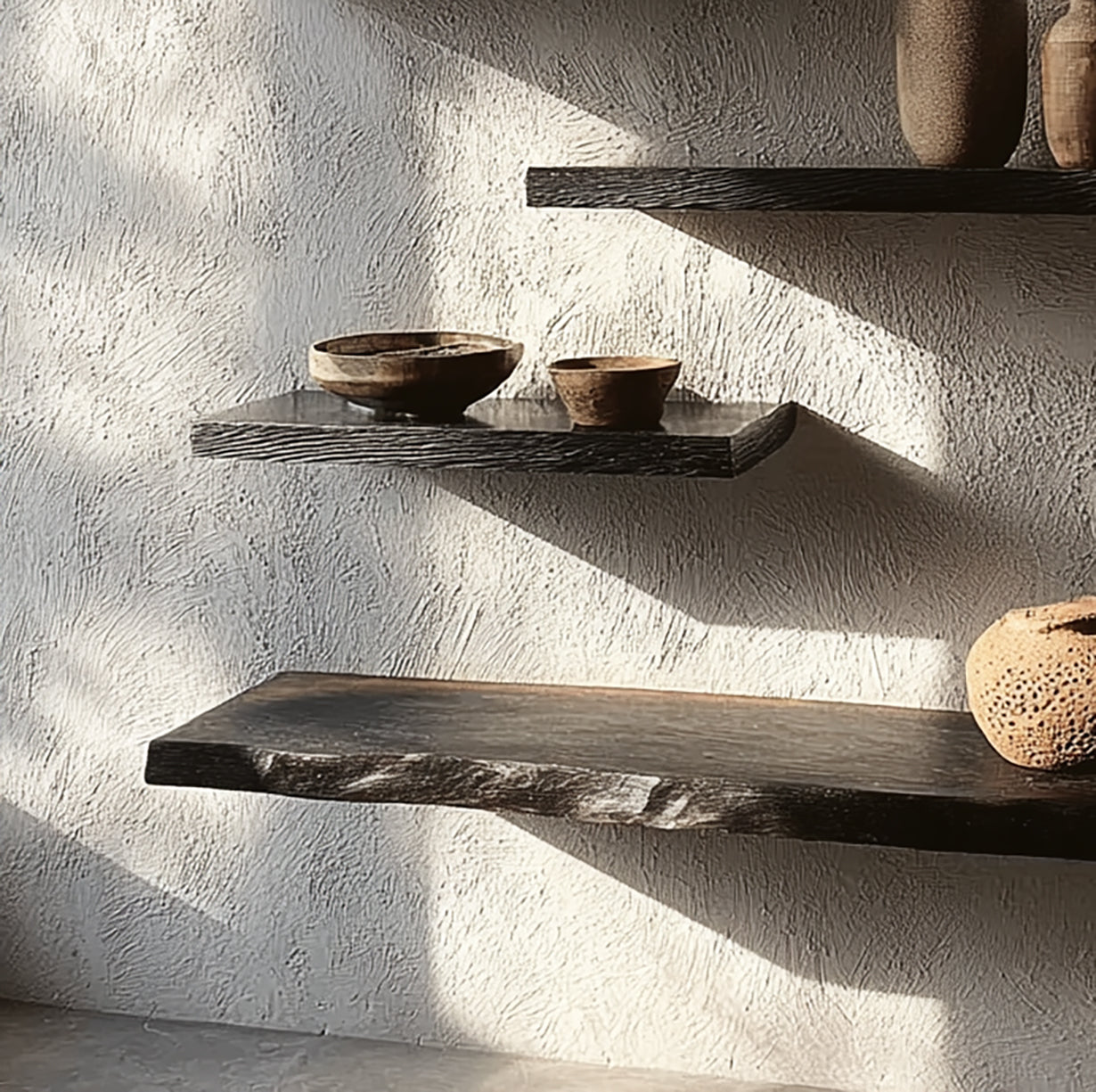 Artisanal Solid Wood Floating Shelf – A Unique Statement Wall Piece