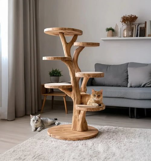 Modern Solid Wood Climbing Tower & Unique Living Room Cat Furniture