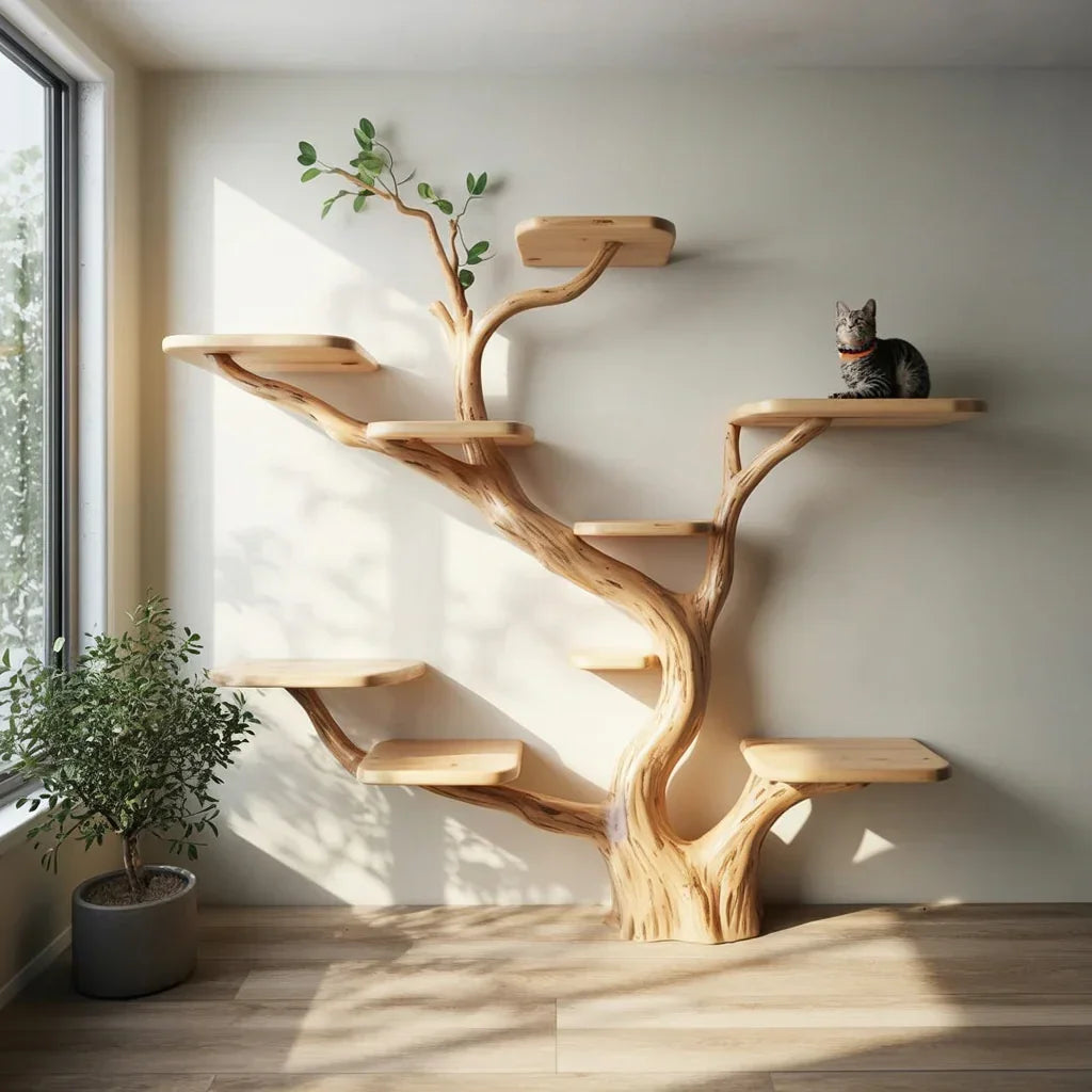 Organic cat tower in premium solid wood