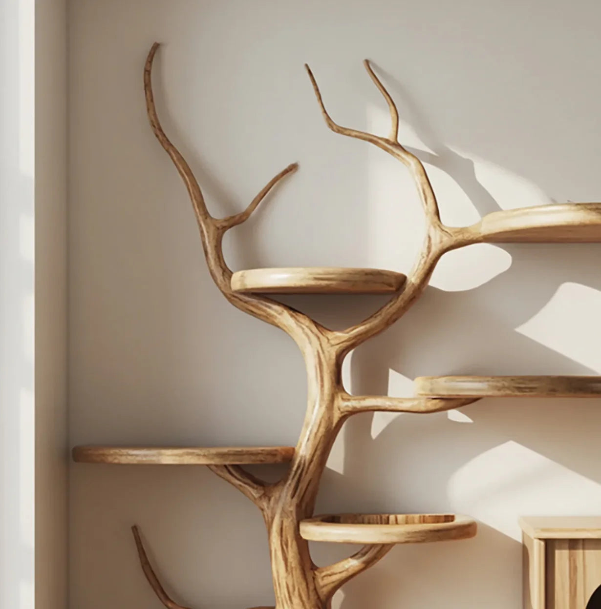 Mid-Century Wooden Cat Tree Tower – Stylish Cat Climbing Furniture