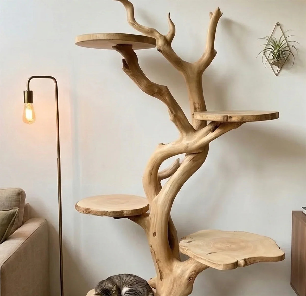 Wooden Cat Tree Furniture – Modern Cat Tower for Home Decor