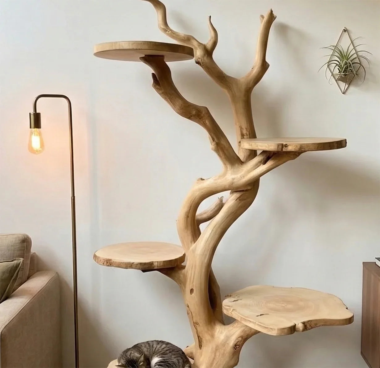 Wooden Cat Tree Furniture – Modern Cat Tower for Home Decor
